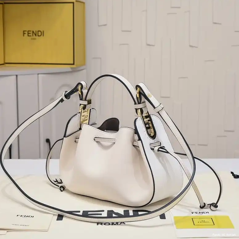 Affordable HOT Calf Leather Fendi Bag Bucket Beige In Pomodorino Mini 0608